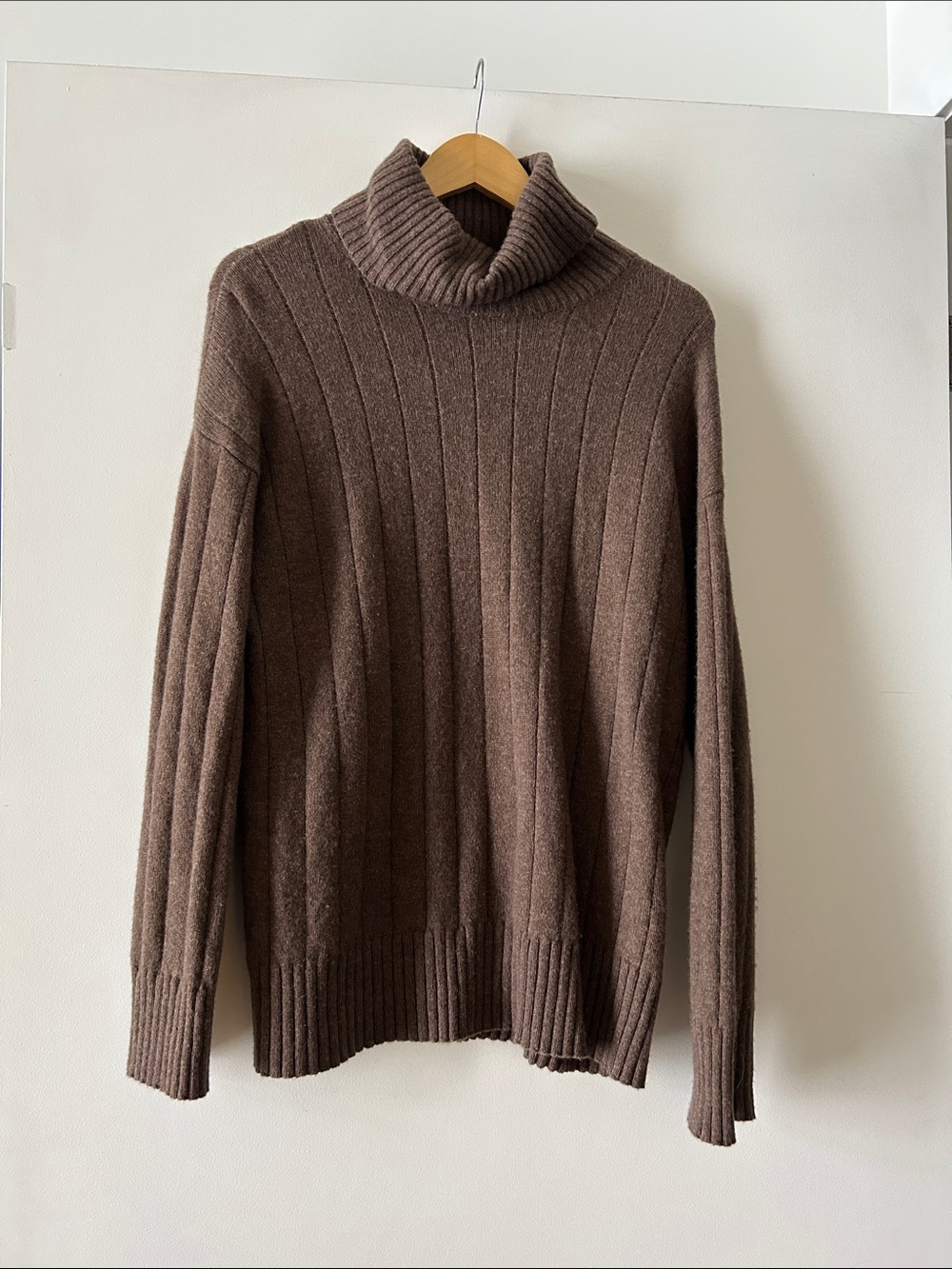 Frank & Oak Brown Ribbed Turtleneck Sweater
